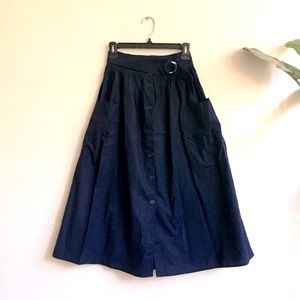 & Other Stories Navy A-Line Skirt w/ Huge Pockets